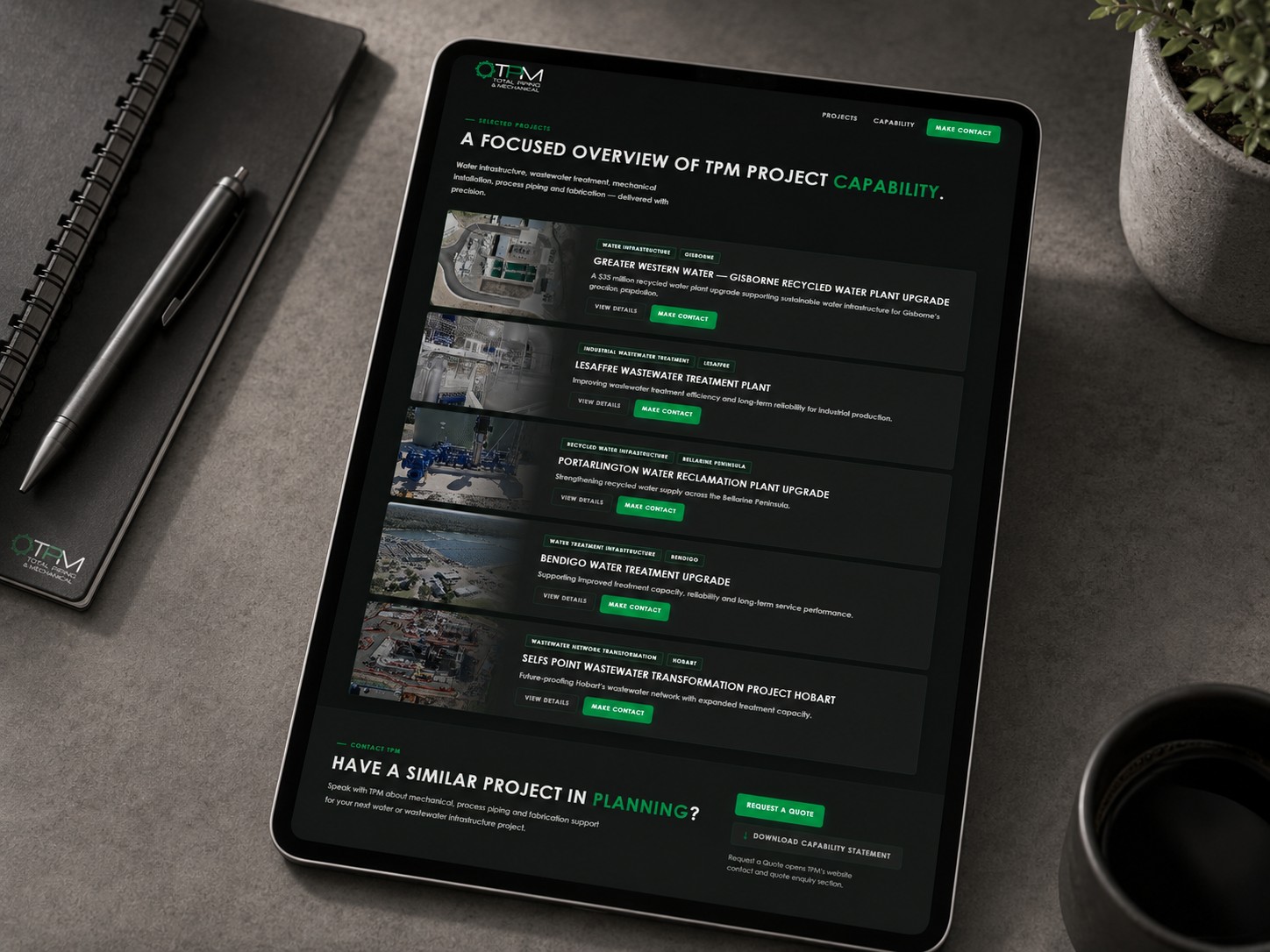 Total Piping & Mechanical Project Showcase Landing Page project image